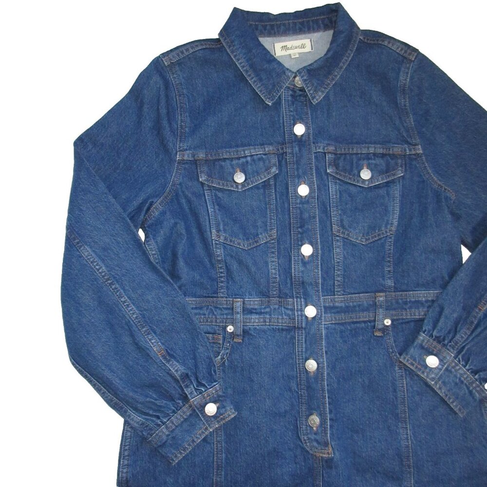 NWT Madewell Denim Midi Shirtdress in Glissan Wash Heavyweight Jean Dress 14 - Picture 7 of 9